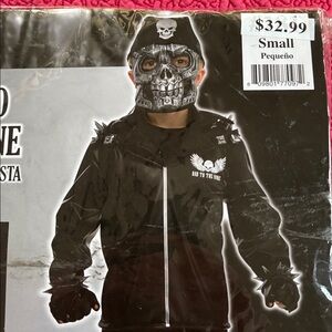 Black Skull Costume with Mask Halloween child small